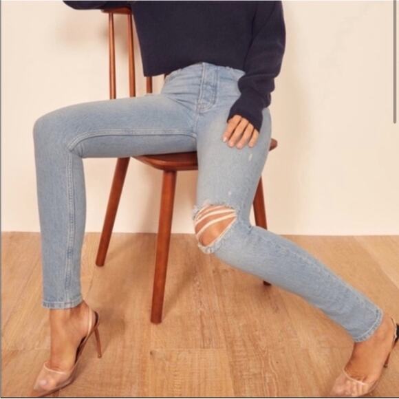 Reformation Serena Jeans High Rise Skinny Distressed Montego Wash 27 - Picture 2 of 8